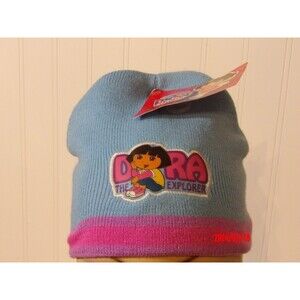 Nick Jr. Childrens Girls Dora The Explorer Winter Beanie Hat Embroidered Blue